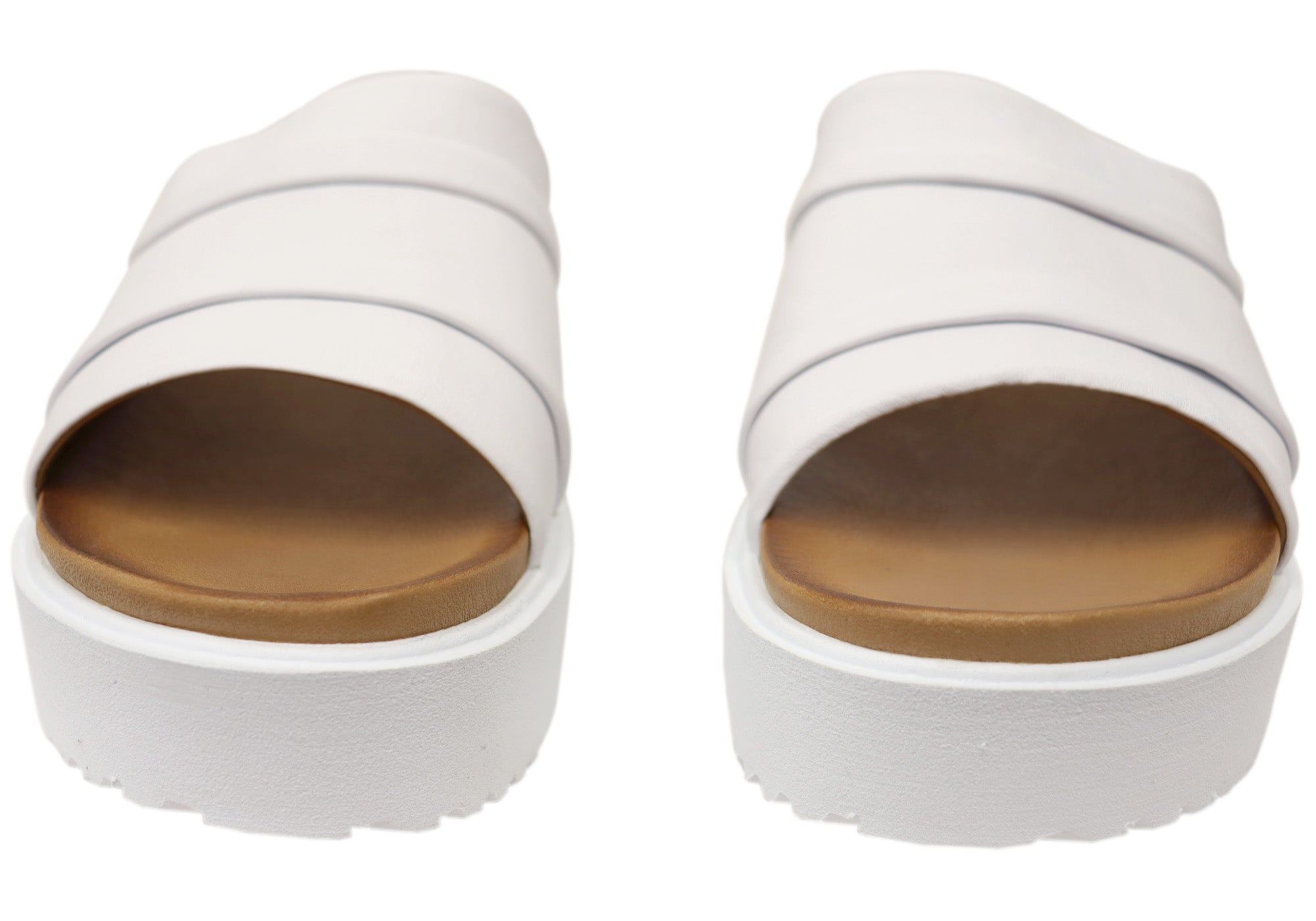 Orizonte Women's Leather Platform Slide Sandals - Comfortable European Style Flip Flops for Beach, Pool, and Summer Outfits