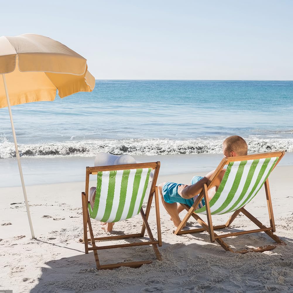 AHANDMAKER Beach Chair Replacement Canvas - 44.88x17.13 Inch Olive Drab & White Stripes Fabric for Sling Chairs, Lounge Chairs - Durable, Weather-Resistant Material Perfect for Poolside, Backyard, Beach & Outdoor Relaxation