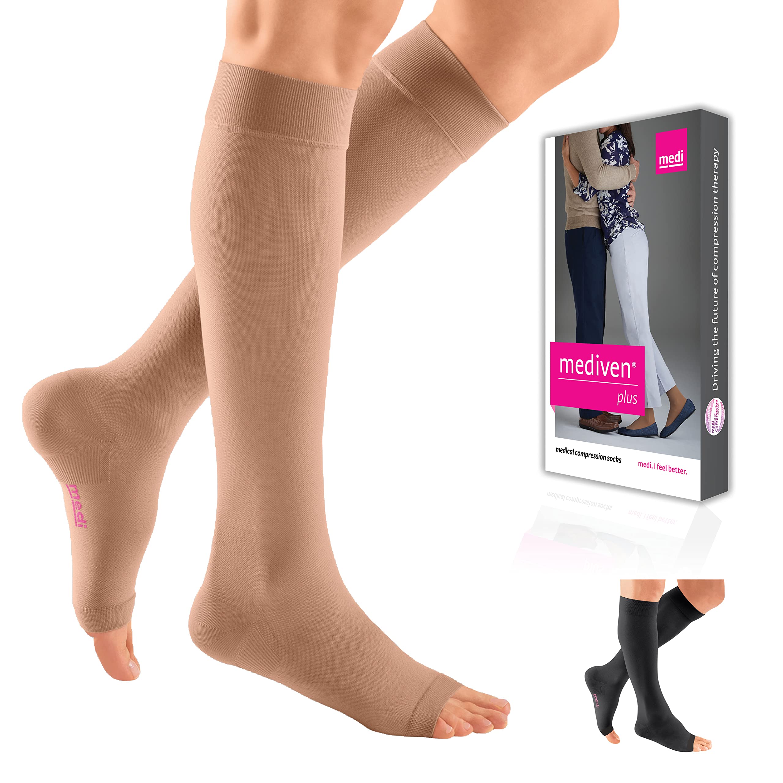 Mediven Plus 40-50 mmHg Open Toe Knee High Compression Stockings for Men & Women - Beige | Medical Support for Varicose Veins, Edema & Circulation | Perfect for Travel, Work & Recovery