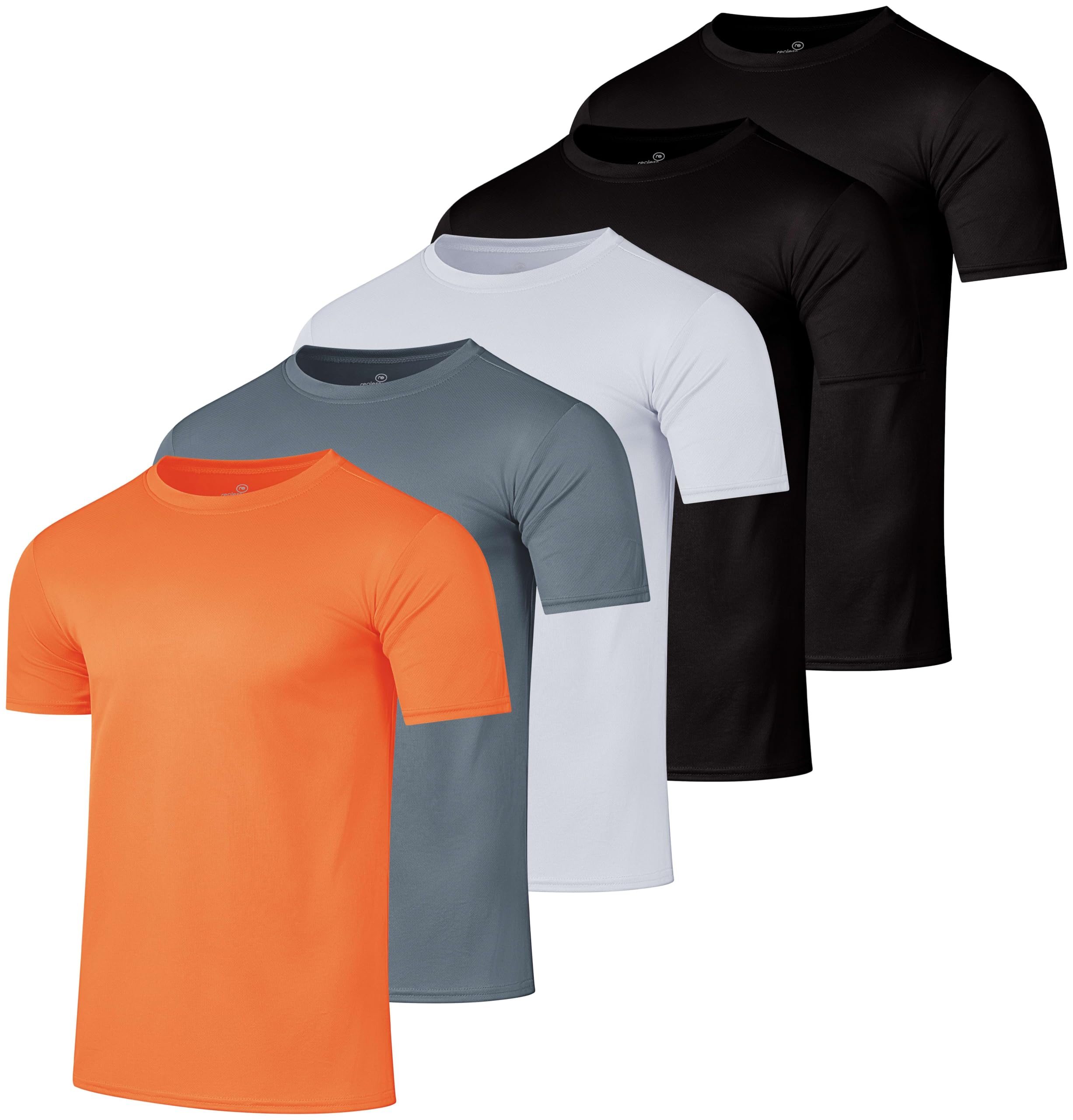 Real Essentials 5 Pack Men's Quick Dry Athletic T-Shirts - Moisture Wicking Activewear Short Sleeve Crew Neck Tees for Gym, Running & Workout (Big & Tall Sizes Available) | Breathable Mesh Fabric for Sports & Casual Wear
