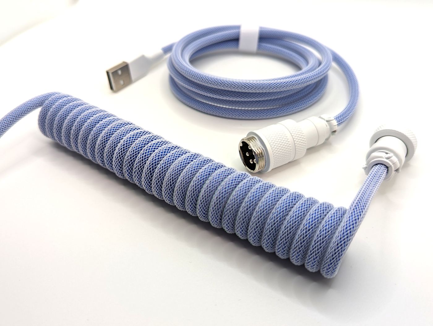Premium Coiled USB-C Keyboard Cable - Frost White | Durable & Tangle-Free for Mechanical Keyboards | Perfect for Gaming, Office & Home Workspaces