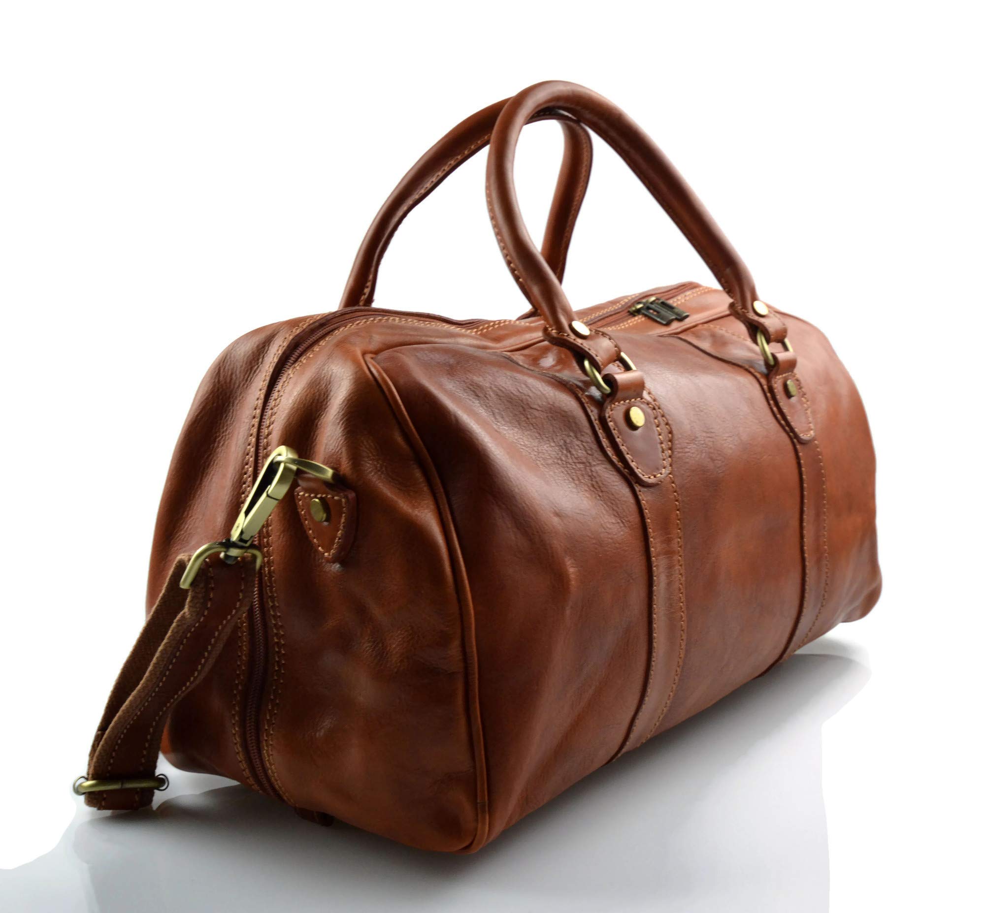 Premium Italian Genuine Leather Duffle Bag for Men & Women - Handcrafted Travel Bag, Overnight Weekender, Carry-On Cabin Luggage - Perfect for Business Trips, Weekend Getaways & Air Travel