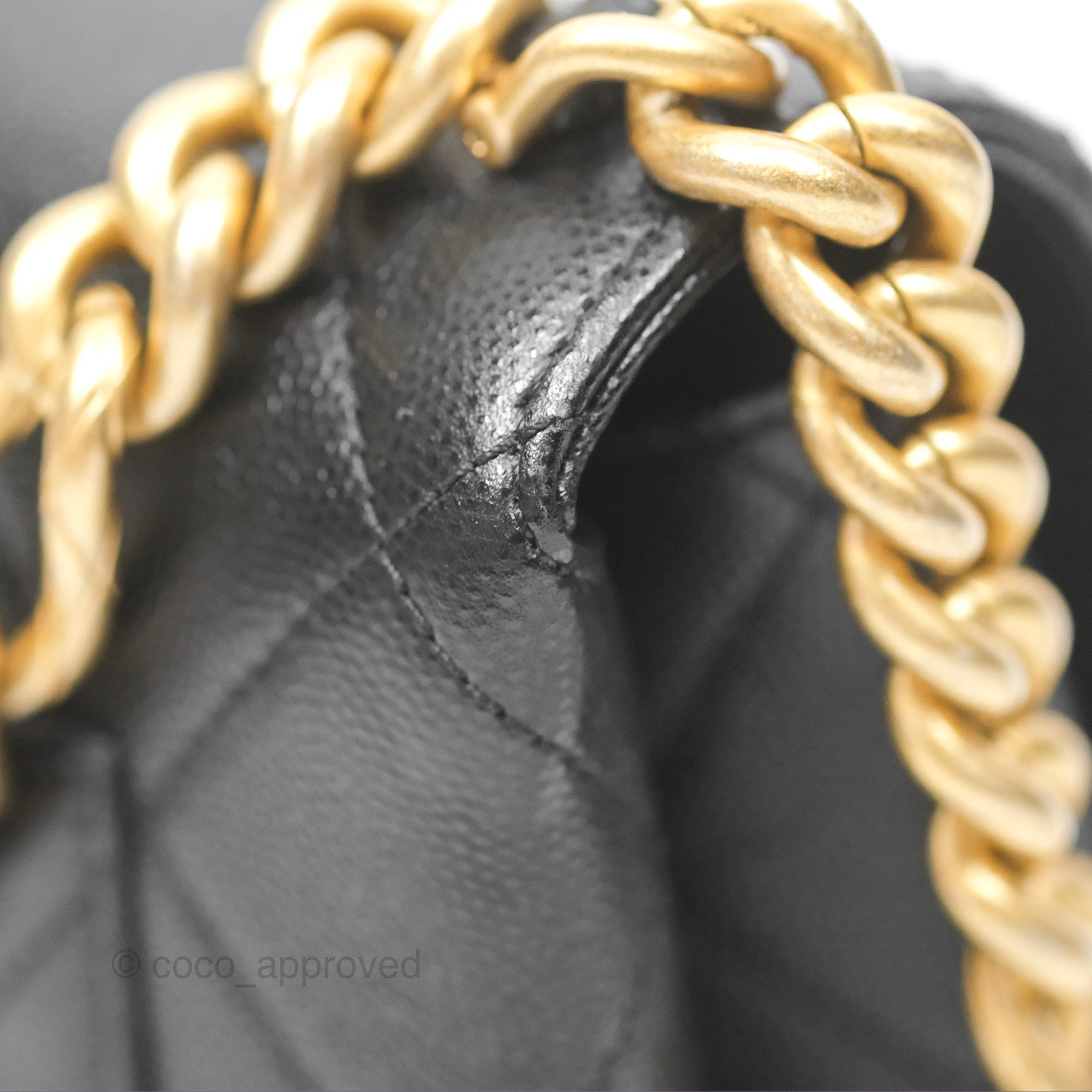 Chanel Quilted Caviar Leather Bracelet On Chain Flap Bag - Black with Aged Gold Hardware - Perfect for Evening Events, Parties & Luxury Fashion Accessories