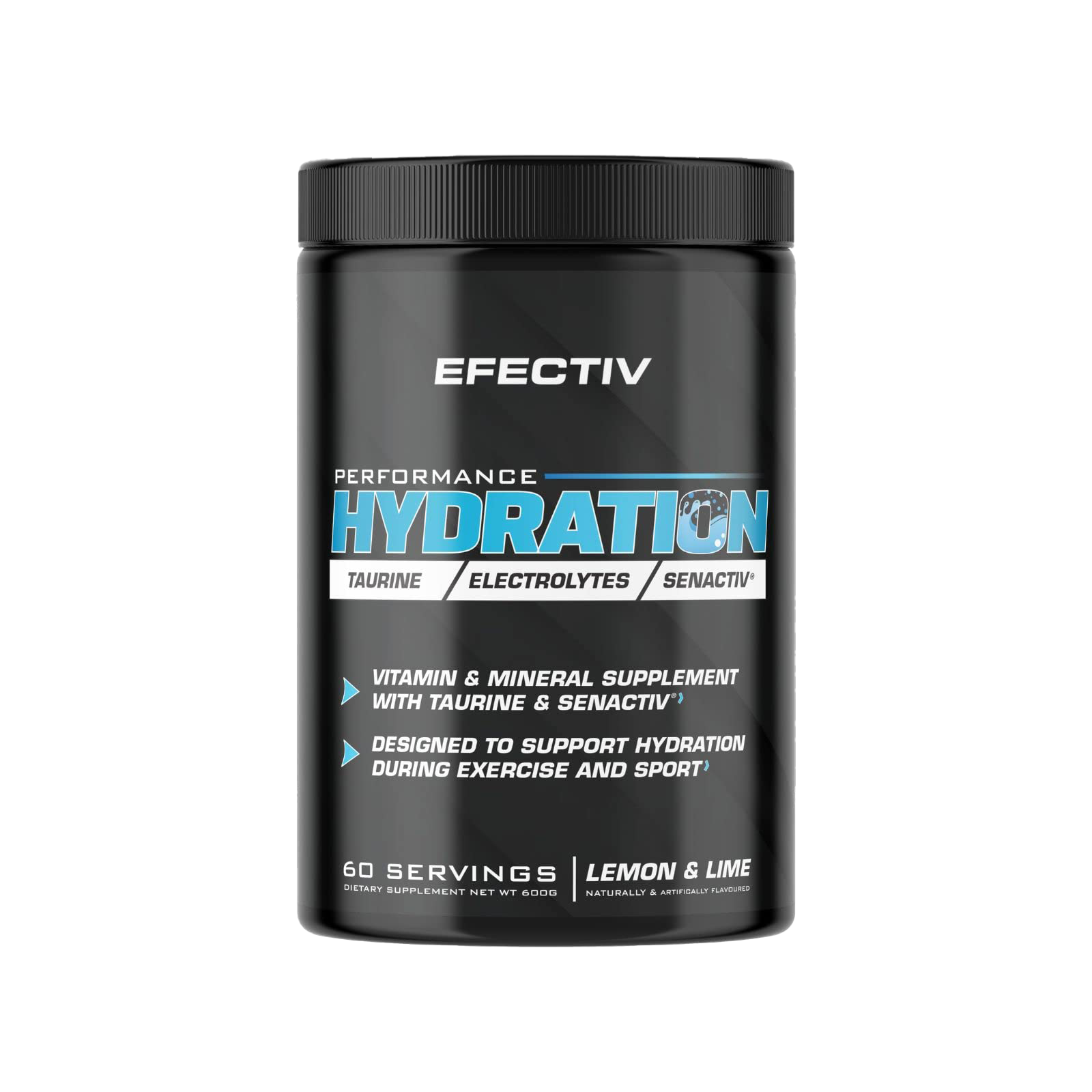 Efectiv Nutrition Performance Hydration Powder 600g - Lemon Lime Flavor | Electrolyte Drink Mix for Athletes, Workout Recovery & Outdoor Activities