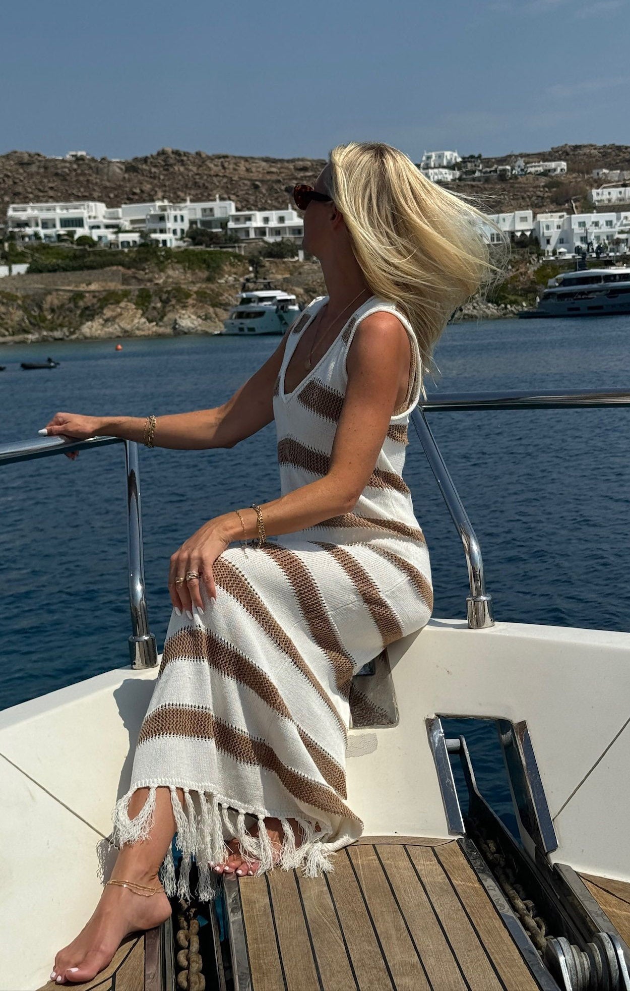 Havana Coverup - Sand Dollar Stripe Crochet Beach Dress | Lightweight Summer Cover Up for Women | Perfect for Poolside, Vacation & Boho Outfits