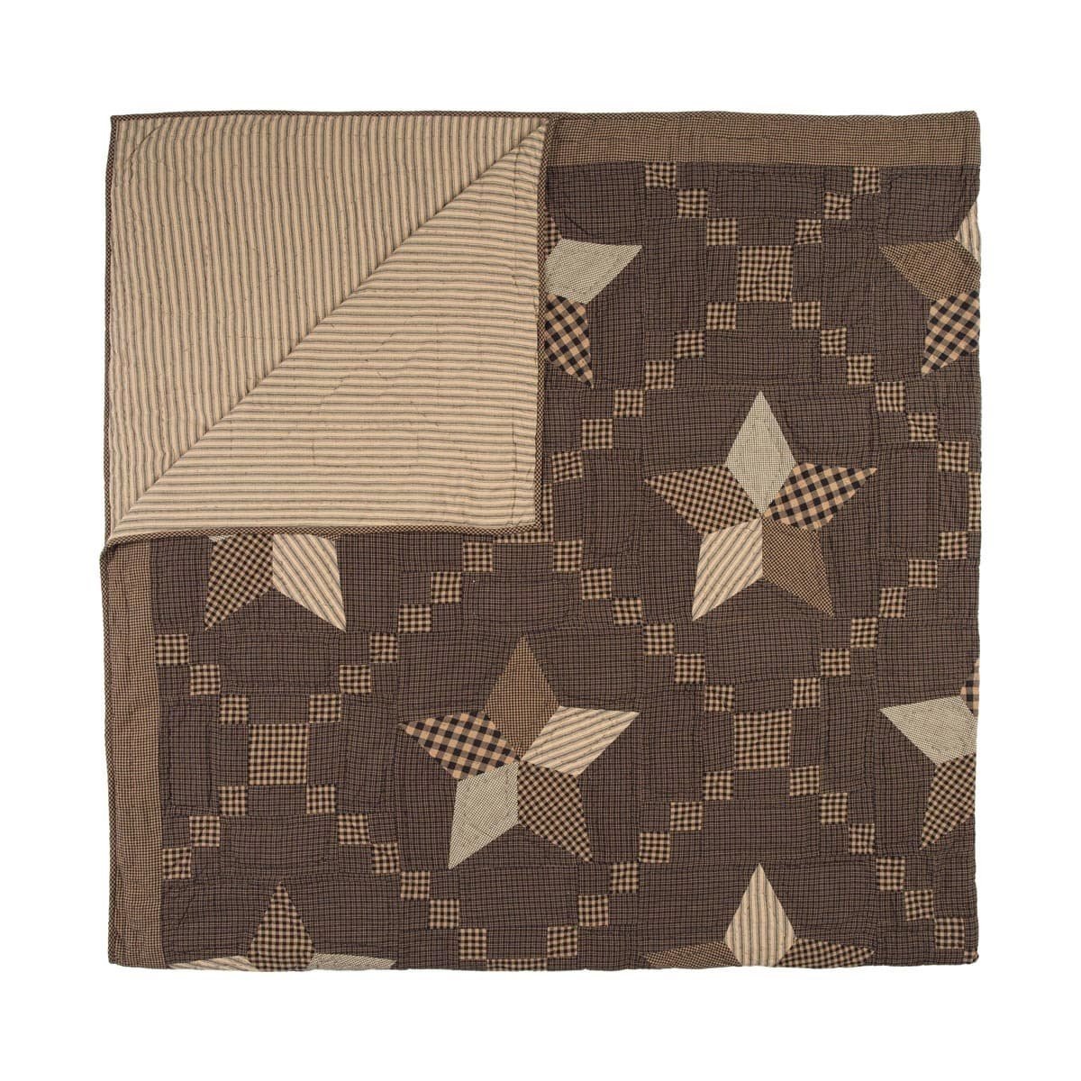 VHC Brands 9834 Farmhouse Star King Quilt 97x110 Inches - Cozy Bedspread for Master Bedroom, Guest Room & Rustic Home Decor