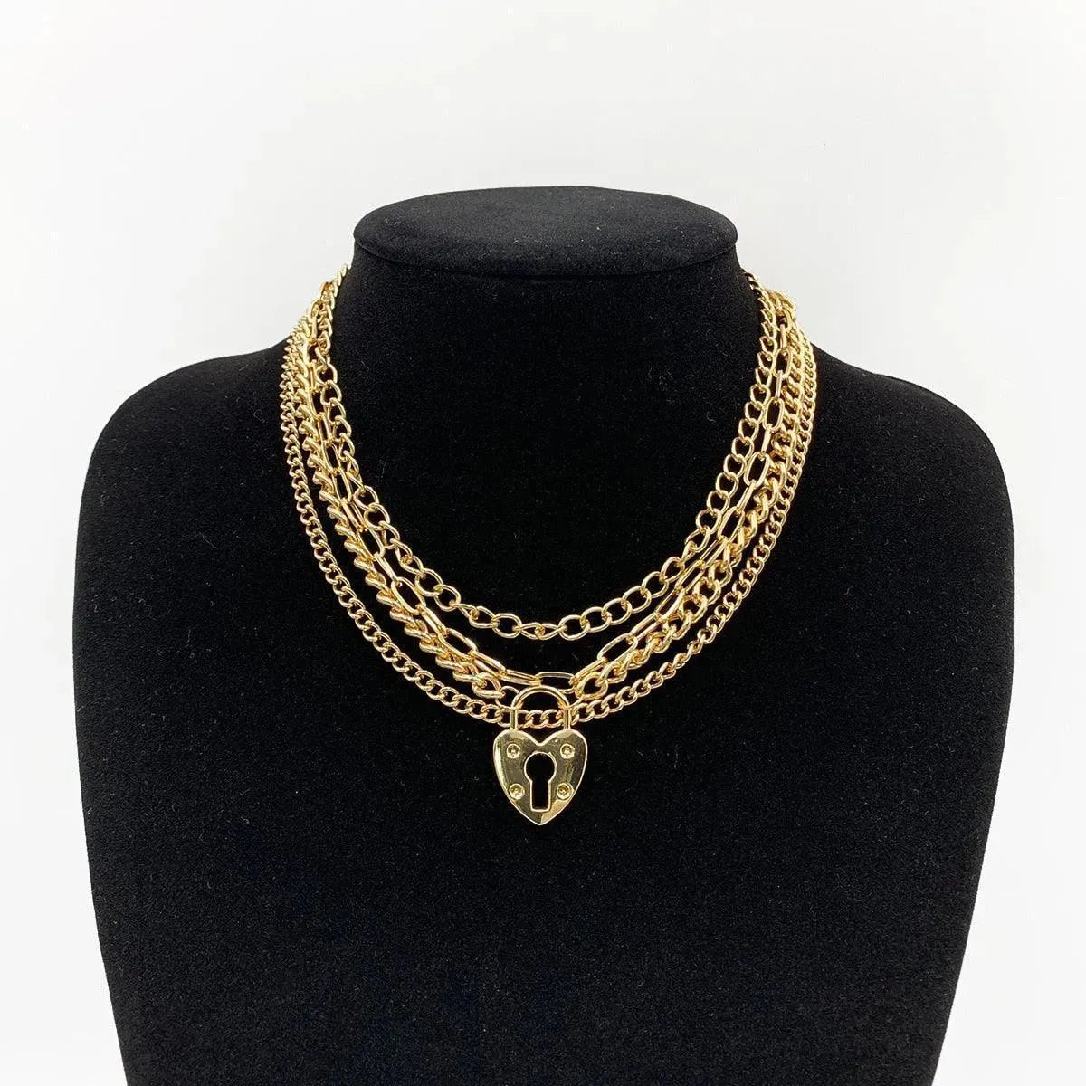 Multi-Layered Lock Pendant Necklace for Women - Elegant Layered Chain Necklace Jewelry Gift for Her - Perfect for Date Night, Anniversary & Special Occasions