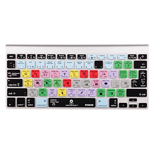 XSKN Silicone Keyboard Cover for MacBook Air 13 & Pro 13/15/17 - Adobe Illustrator Shortcuts & Hotkeys (US/European ISO Layout) - Perfect for Graphic Designers & Digital Artists