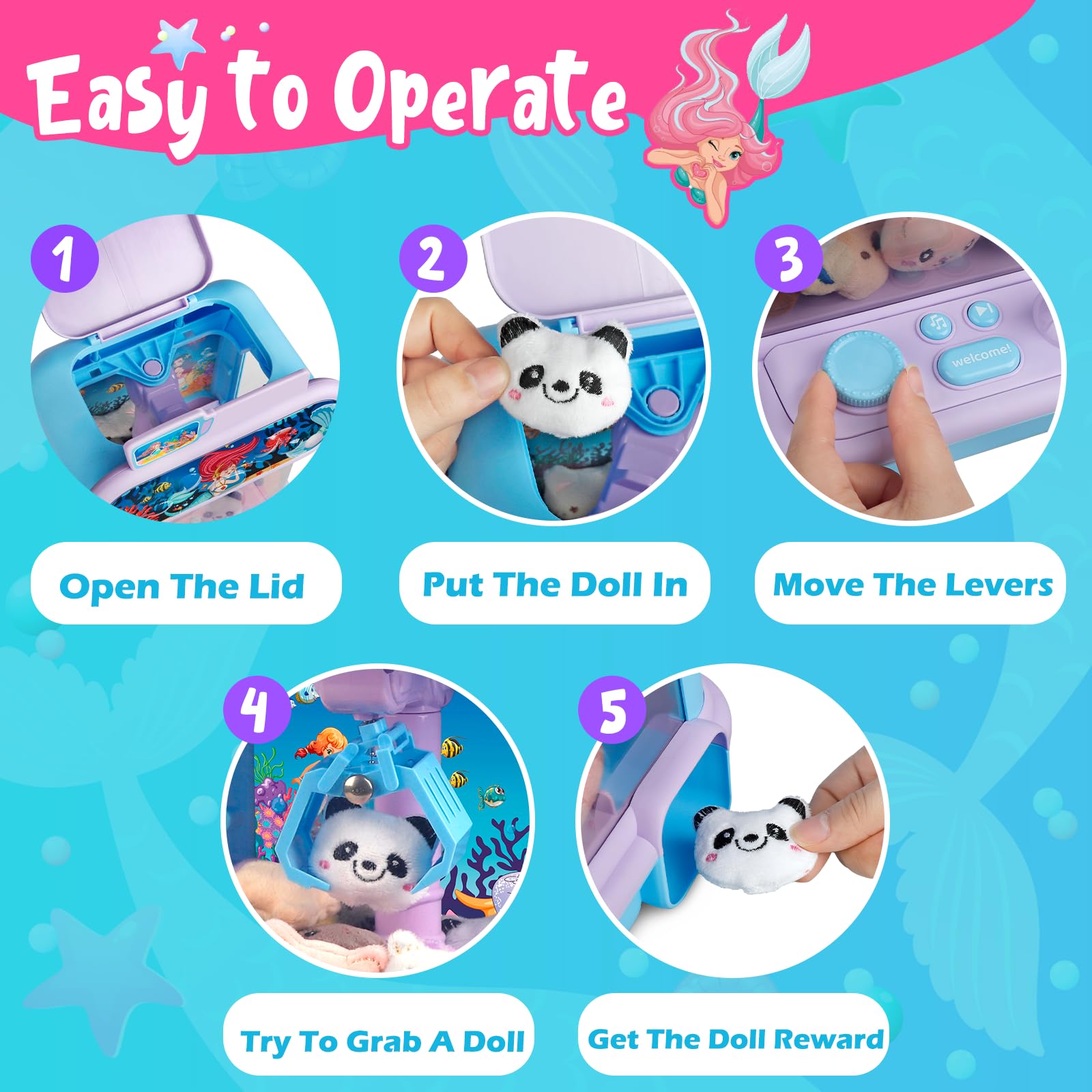 **Mini Claw Machine for Kids - Electronic Arcade Candy Grabber & Prize Dispenser Toy with 20 Plush Toys - Fun Party, Easter & Birthday Gift for Boys & Girls - Perfect for Home, Arcade & Carnival Games**