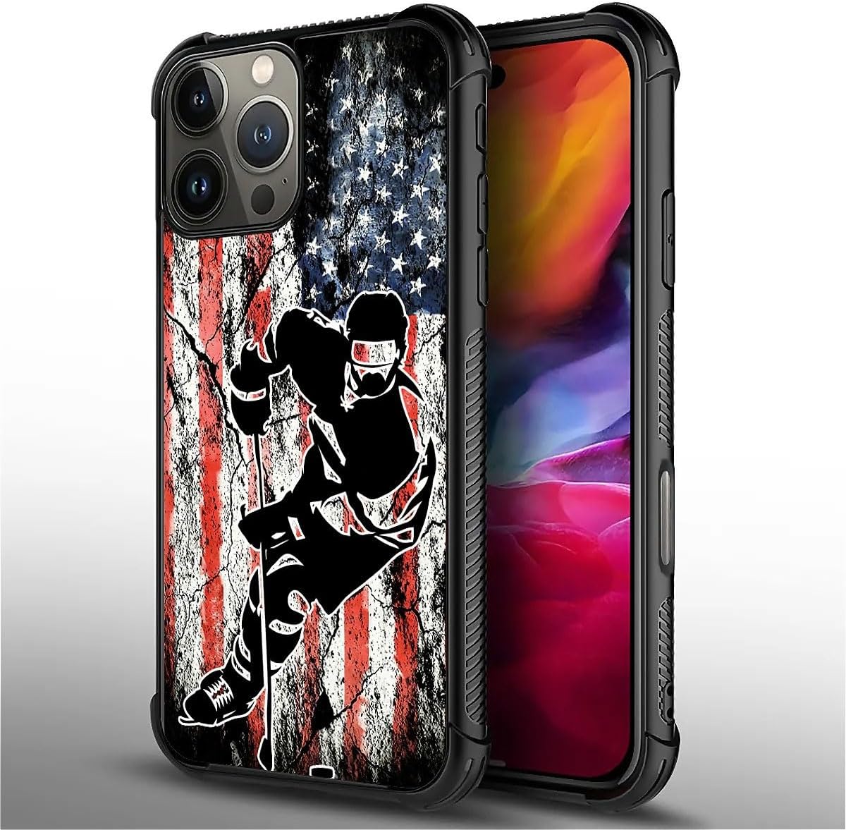 Premium iPhone 16 Case - Classic Wood Grain & American Flag Design | Dual Layer Shockproof Protective Cover with Anti-Slip Grip | Vintage Patriotic Style | Perfect for Outdoor Adventures, Travel & Daily Protection