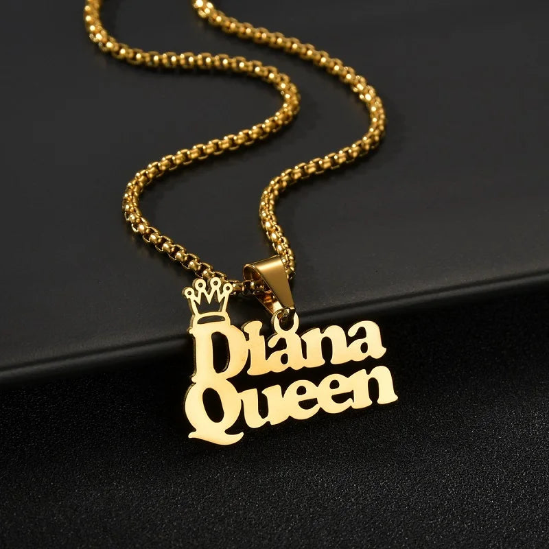 Personalized Crown Pendant Necklace for Women - Custom Name Initial Jewelry Gift for Birthday, Anniversary & Special Occasions | Perfect for Prom, Wedding & Everyday Elegance
