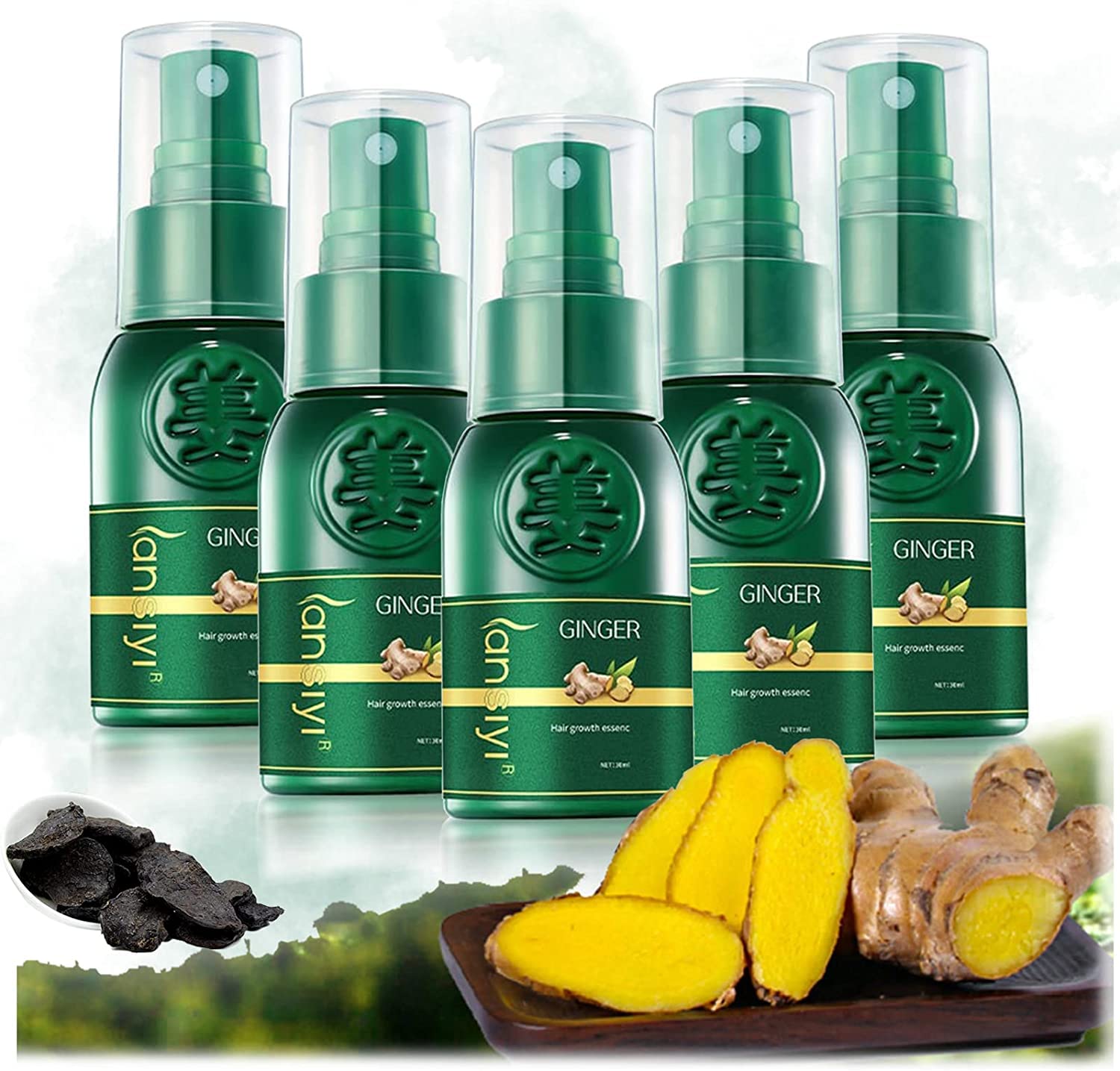 Japanese ShougaGRO Hair Growth Spray with Korean HyunGang Ginseng - BotanikX Hair Regrowth Essence - 7 Days Ginger Hair Growth Serum (5 Pack) - Stimulates Hair Follicles & Promotes Thicker Hair for Men & Women - Perfect for Thinning Hair & Scalp Care