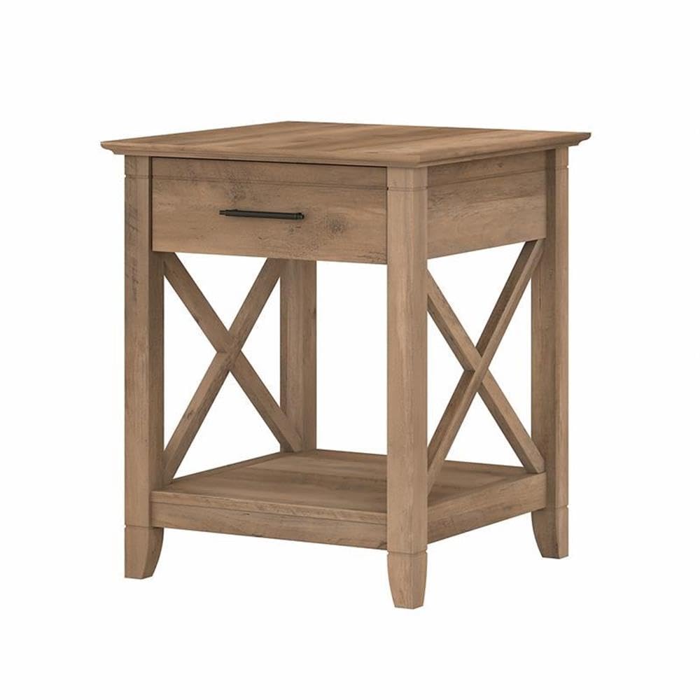 BOWERY HILL Rustic Nightstand with Drawer - Reclaimed Pine Engineered Wood Bedside Table for Bedroom, Living Room & Guest Room
