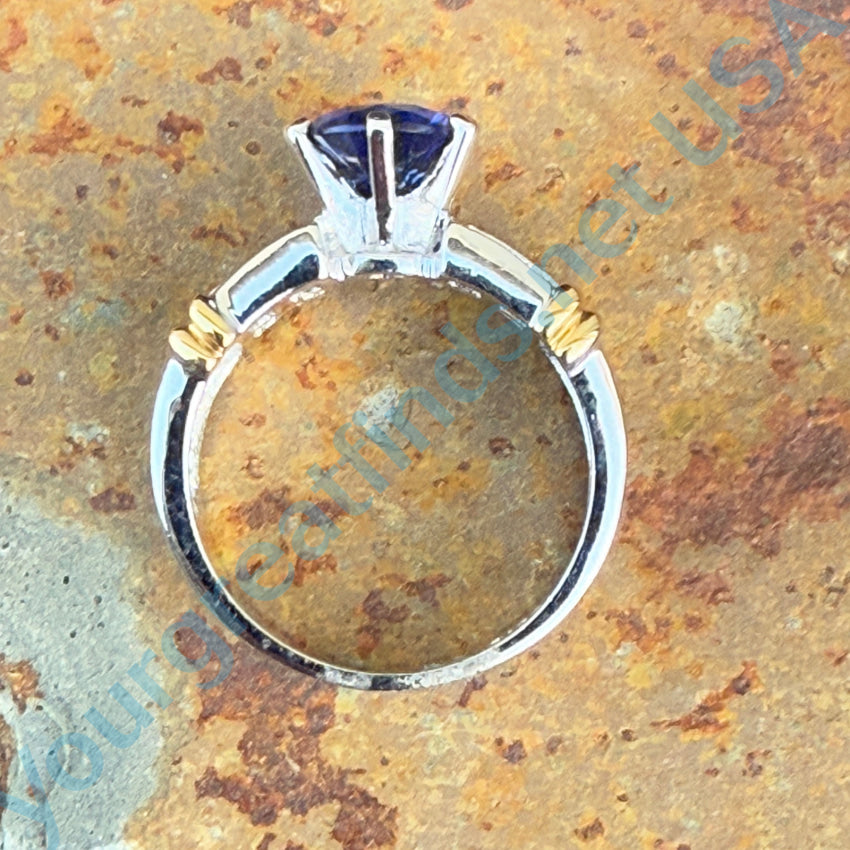 Elegant Sterling Silver Dark Blue & White Cubic Zirconia Ring - Size 8 | Perfect for Weddings, Anniversaries & Special Occasions
