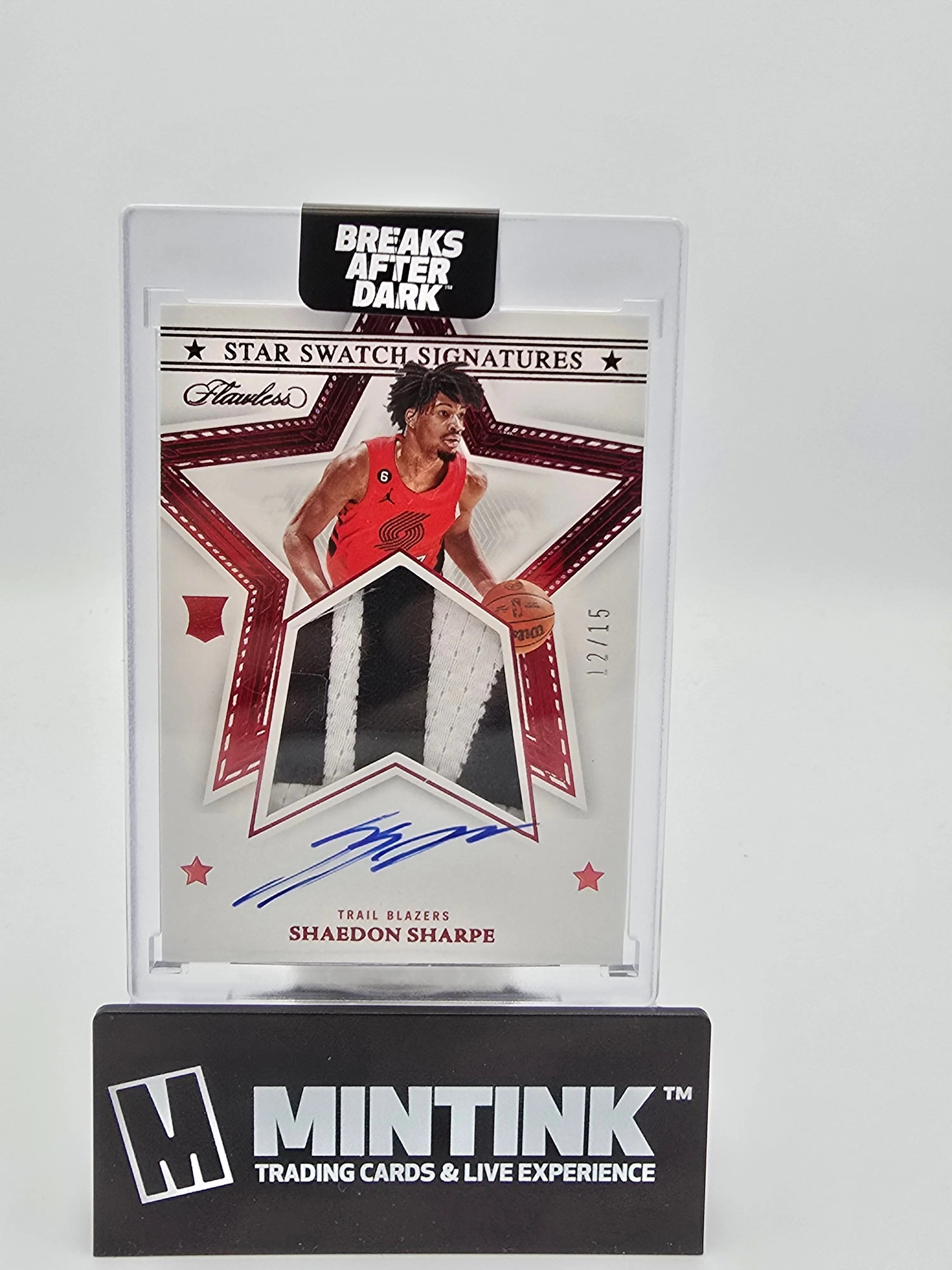 2022-23 Panini Flawless Basketball Shaedon Sharpe Rookie Card Star Swatch Signatures Auto Ruby /15 - Perfect for NBA Collectors & Basketball Memorabilia Enthusiasts