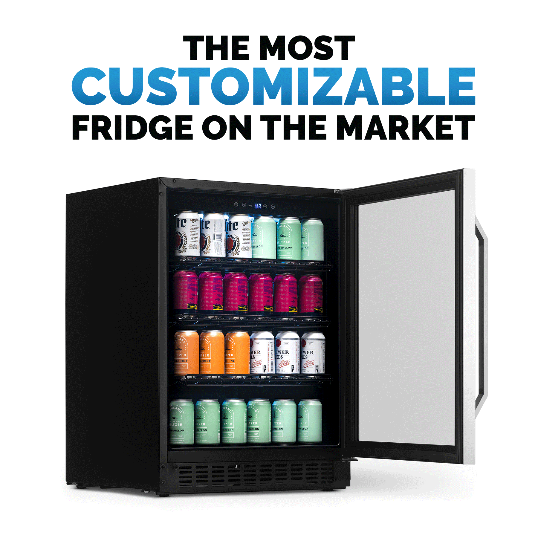 Newair FlipShelf™ 24 - 179 Can or 49 Bottle Built-in/Freestanding Wine & Beverage Cooler with Reversible Shelves - Perfect for Home Bars, Kitchens, and Entertaining Spaces
