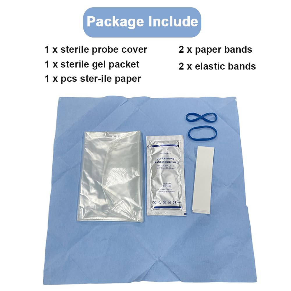 Latex-Free Sterile Disposable Ultrasound Transducer Probe Covers - Clear, Individually Packaged (50 Count, 6