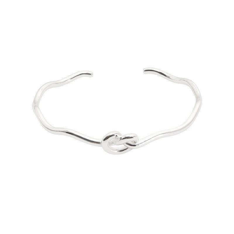 Knotted Heart Wave S925 Sterling Silver Bracelet for Women - Elegant & Dainty Jewelry Gift for Valentine's Day, Anniversary or Everyday Wear