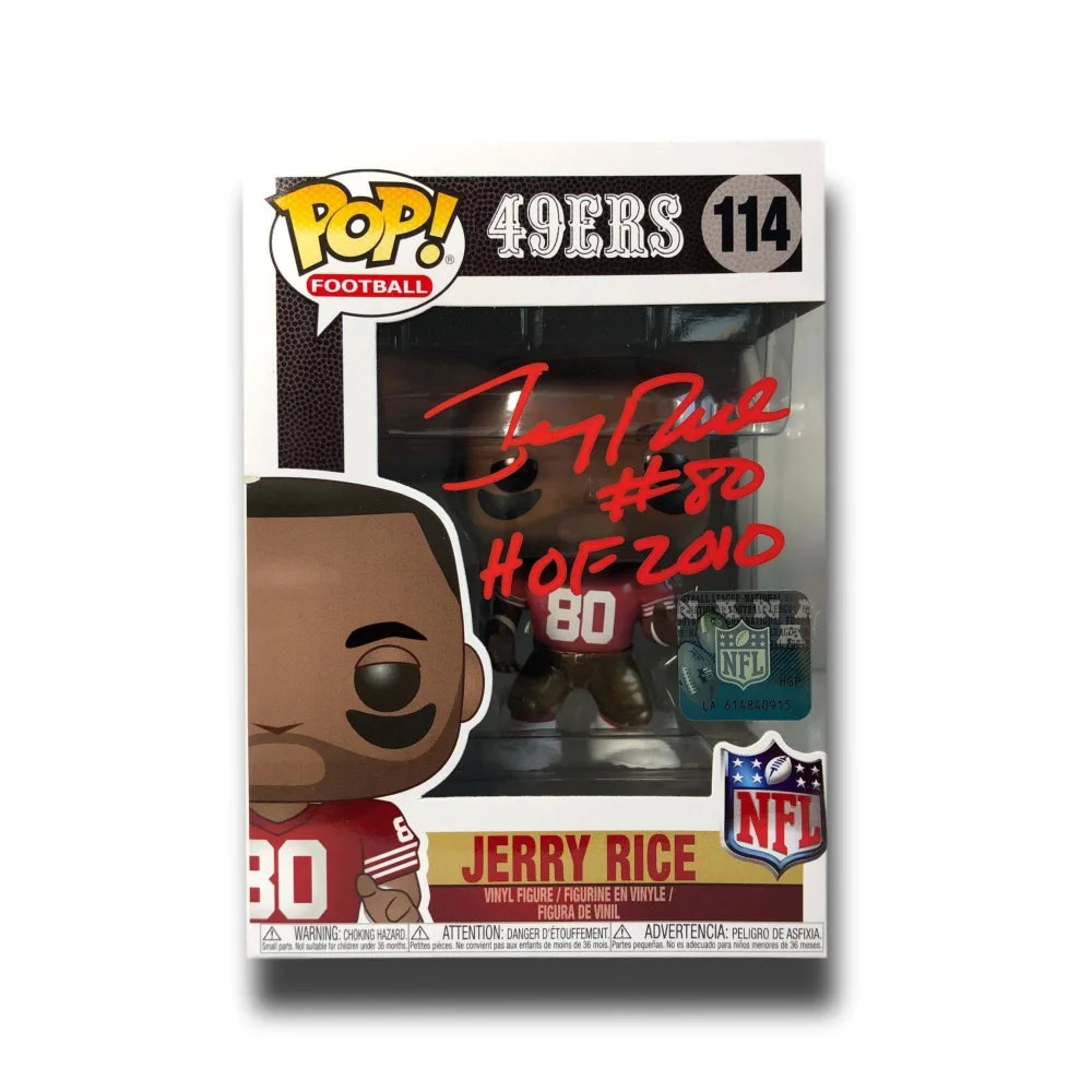 Jerry Rice Autographed 2010 Funko Pop #114 with BAS COA - San Francisco 49ers Hall of Fame Collectible - Perfect for NFL Memorabilia Displays & Sports Fan Gifts
