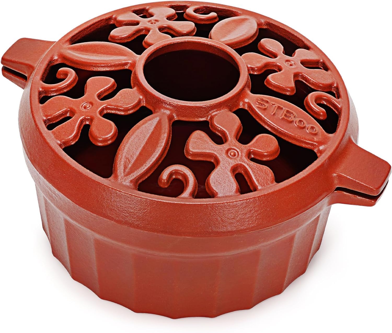 Premium STBoo Cast Iron Wood Stove Steamer - 2.7 Quart Rust-Resistant Fireplace Humidifier with Matte Finish | Indoor Heating Pot for Home & Cabin | Decorative Round Bowl Stove Cover Accessories in Classic Red | Perfect for Winter Dry Air Relief & Cozy Fireplace Ambiance