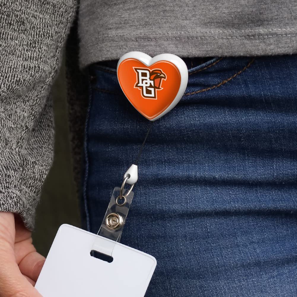 Bowling Green Primary Logo Heart Lanyard - Retractable Reel Badge Holder with ID Card Clip for Work, School & Events | Durable & Adjustable for Security & Convenience