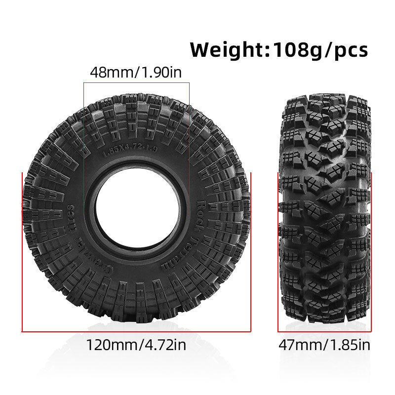 1.9 Scale Crawler Tires for SCX10 TRX4 TRX6 D90 90046 D298 - Heavy Duty Off-Road RC Crawler Shells for Rock Climbing & Trail Adventures