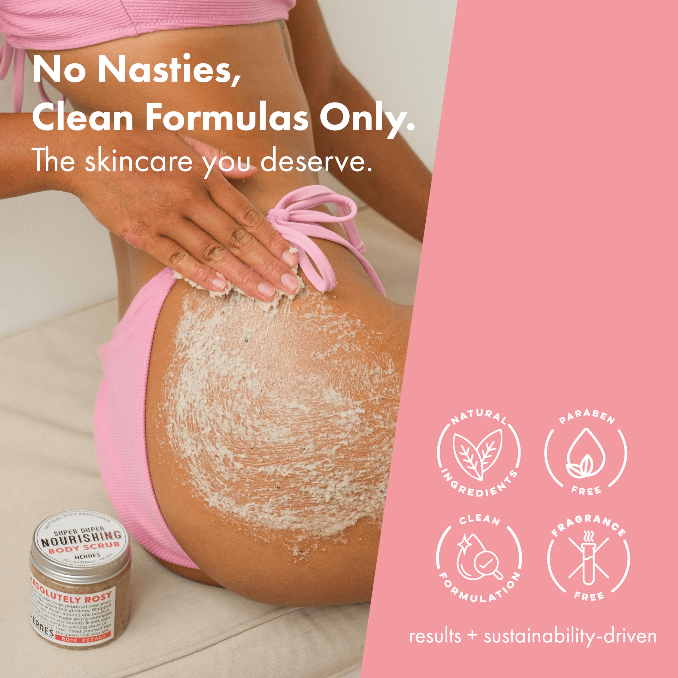 Handmade Heroes Rose Petal Sugar Scrub - Vitamin E Enriched Exfoliator for Feet & Body | Natural Cellulite Treatment & Skin Toning | Perfect for Spa Day & Dry Skin Care
