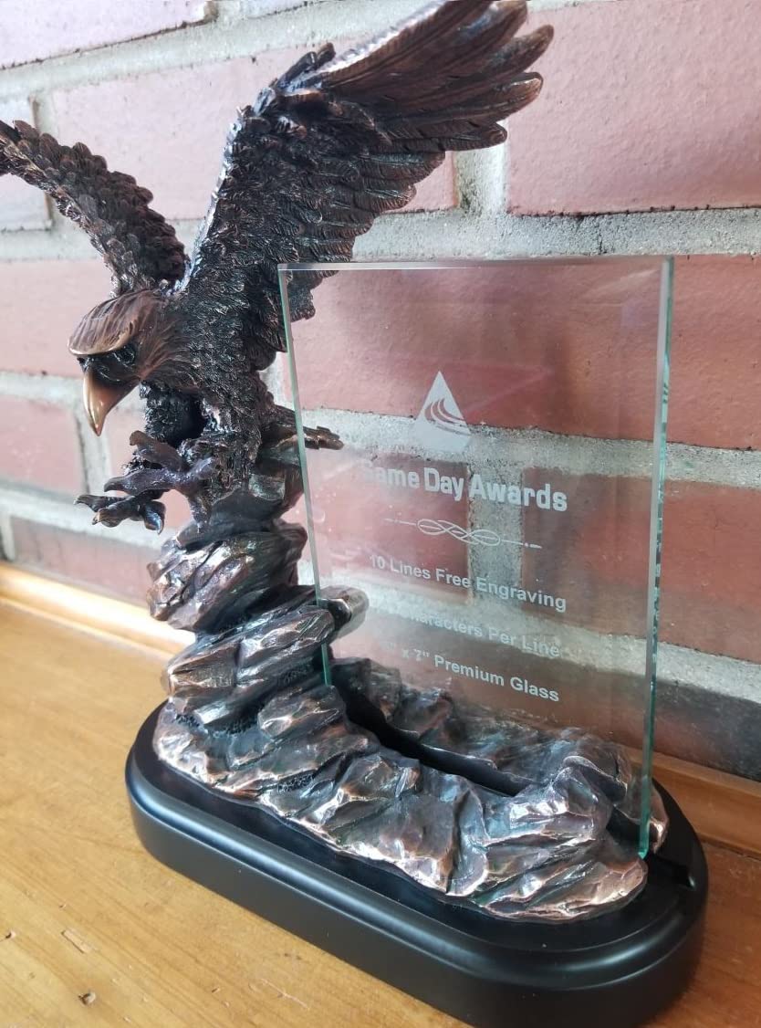 Custom Engraved Eagle Trophy Award with Glass Base - Perfect for Sports, Corporate & Academic Achievements