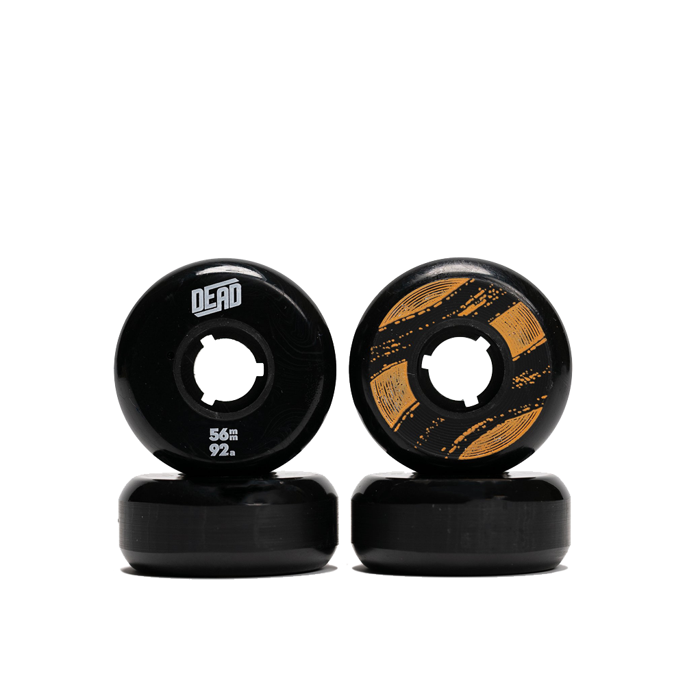 Dead 56mm/92a Black/Orange Skateboard Wheels (4 Pack) - High Performance Wheels for Street Skating and Tricks