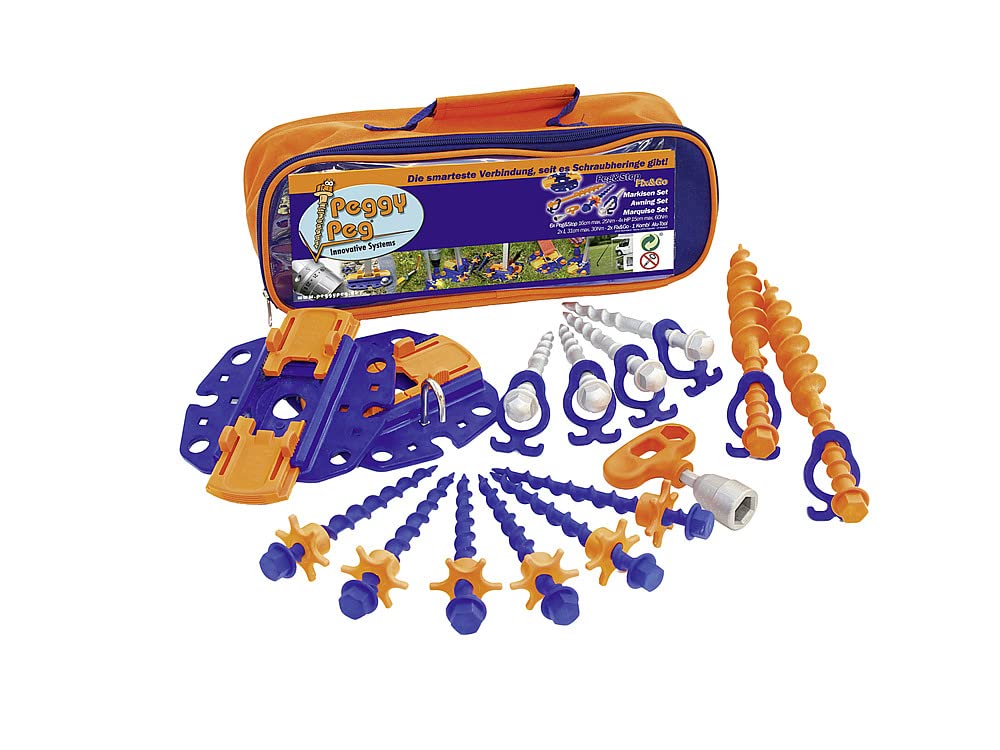 Premium PP99 Accessories with Stop Go Awnings - Orange Color, 16-Piece Set for Outdoor Camping, RV Travel & Picnic Gear Organization
