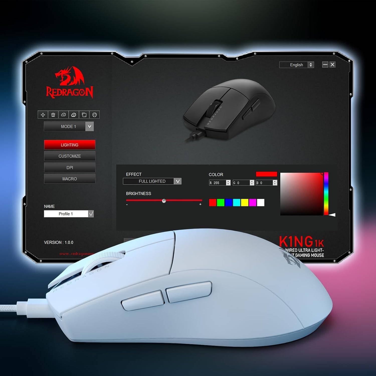 Redragon King M724W Wireless Gaming Mouse - White | High Precision, Ergonomic Design for PC & Laptop Gamers | Perfect for FPS, MOBA & MMO Gaming