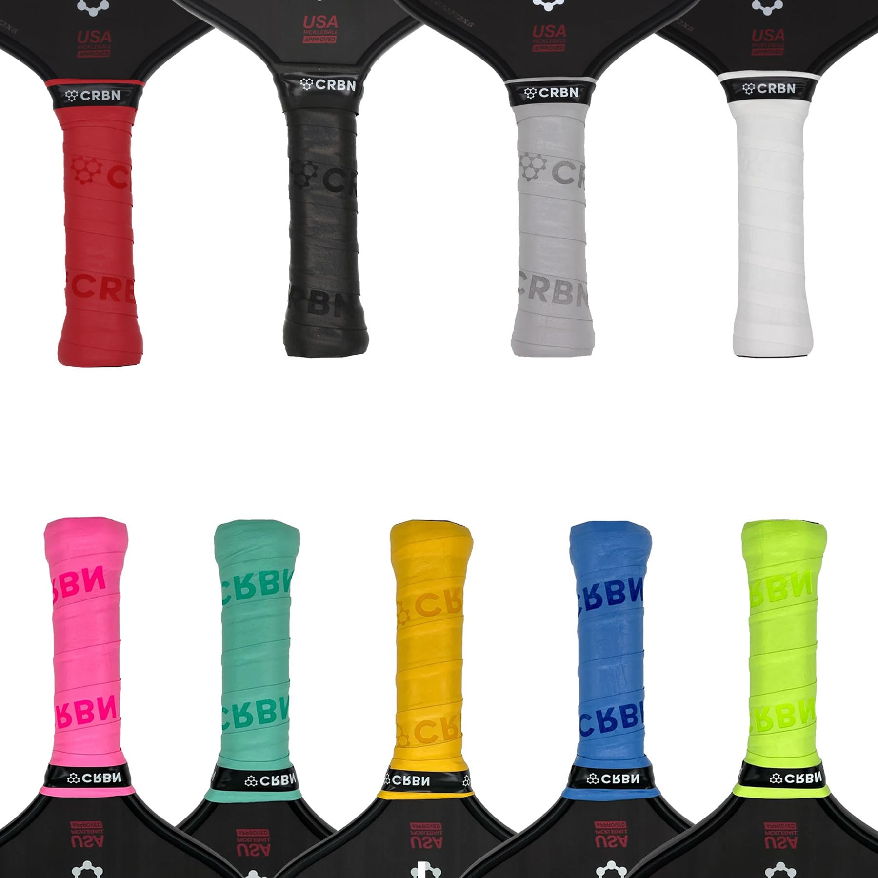 CRBN Drytec™ Overgrips - Best Shock Absorbing & Moisture Wicking Pickleball Paddle Grip Tape for Enhanced Performance - Perfect for Competitive Play, Training & Outdoor Sports