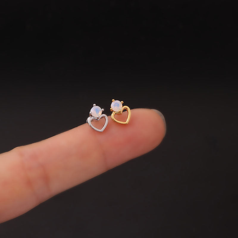 20G Sweet Hollow Heart Tragus Cartilage Piercing Stud - Hypoallergenic Surgical Steel Earring for Women | Perfect for Daily Wear, Parties & Gifts