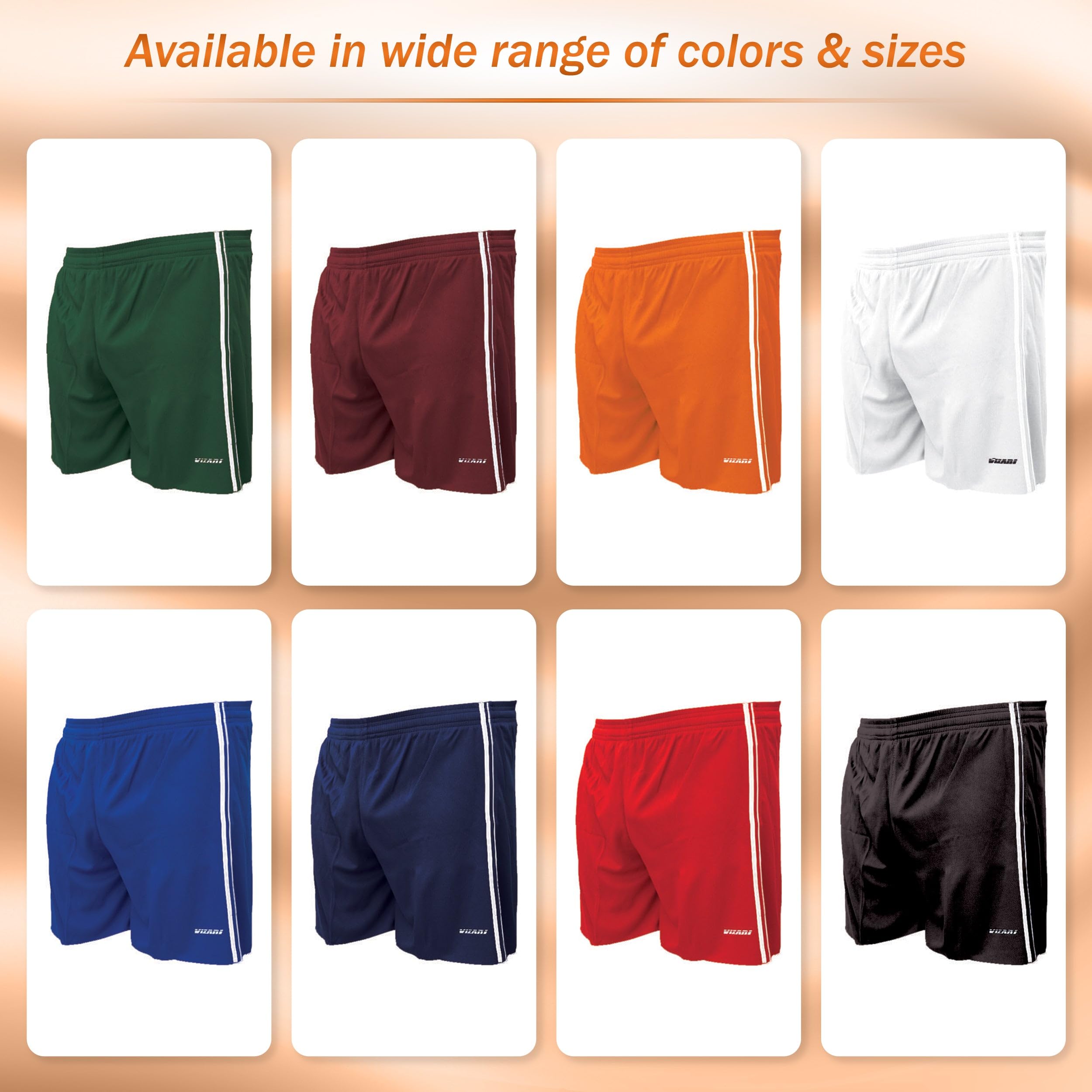 Vizari Men's Athletic Shorts - Lightweight & Breathable Polyester Workout Shorts for Soccer, Gym, Running, Training & Sports | Comfortable Activewear for Men's Fitness & Casual Wear