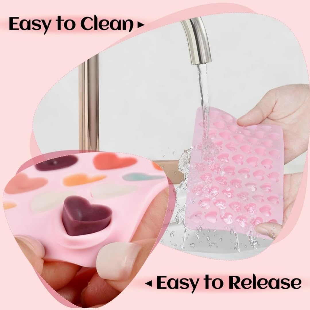 Skytail 55 Cavity Heart Silicone Mold with Dropper for Chocolate, Candy, Wax Melts - Perfect for DIY Treats, Candle Making, Ice Cubes & Aromatherapy Gifts | Valentine's Day, Wedding Favors, Party Decorations