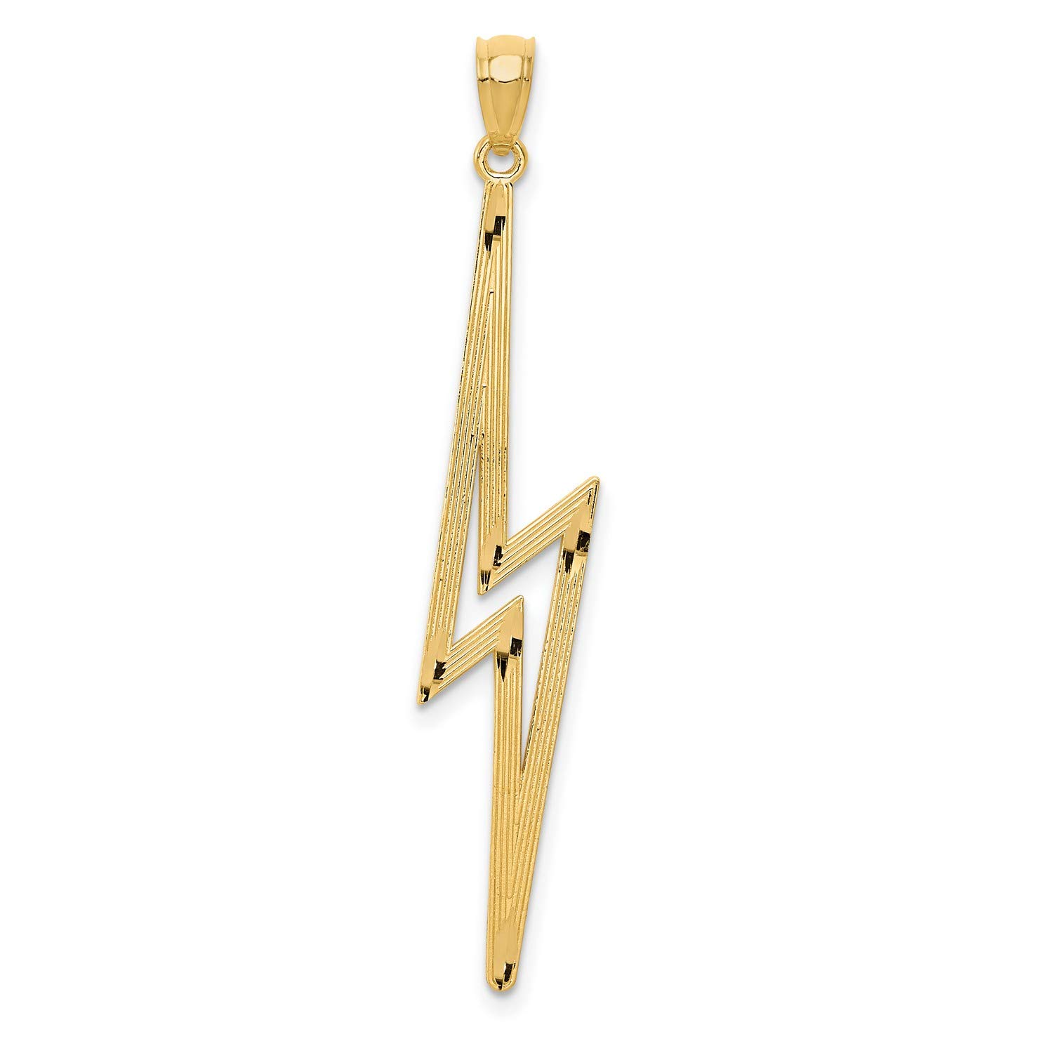 14K Yellow Gold Polished Lightning Bolt Pendant Necklace - 45mm x 10mm - Dainty Jewelry for Women - Perfect for Gifts, Everyday Wear & Special Occasions
