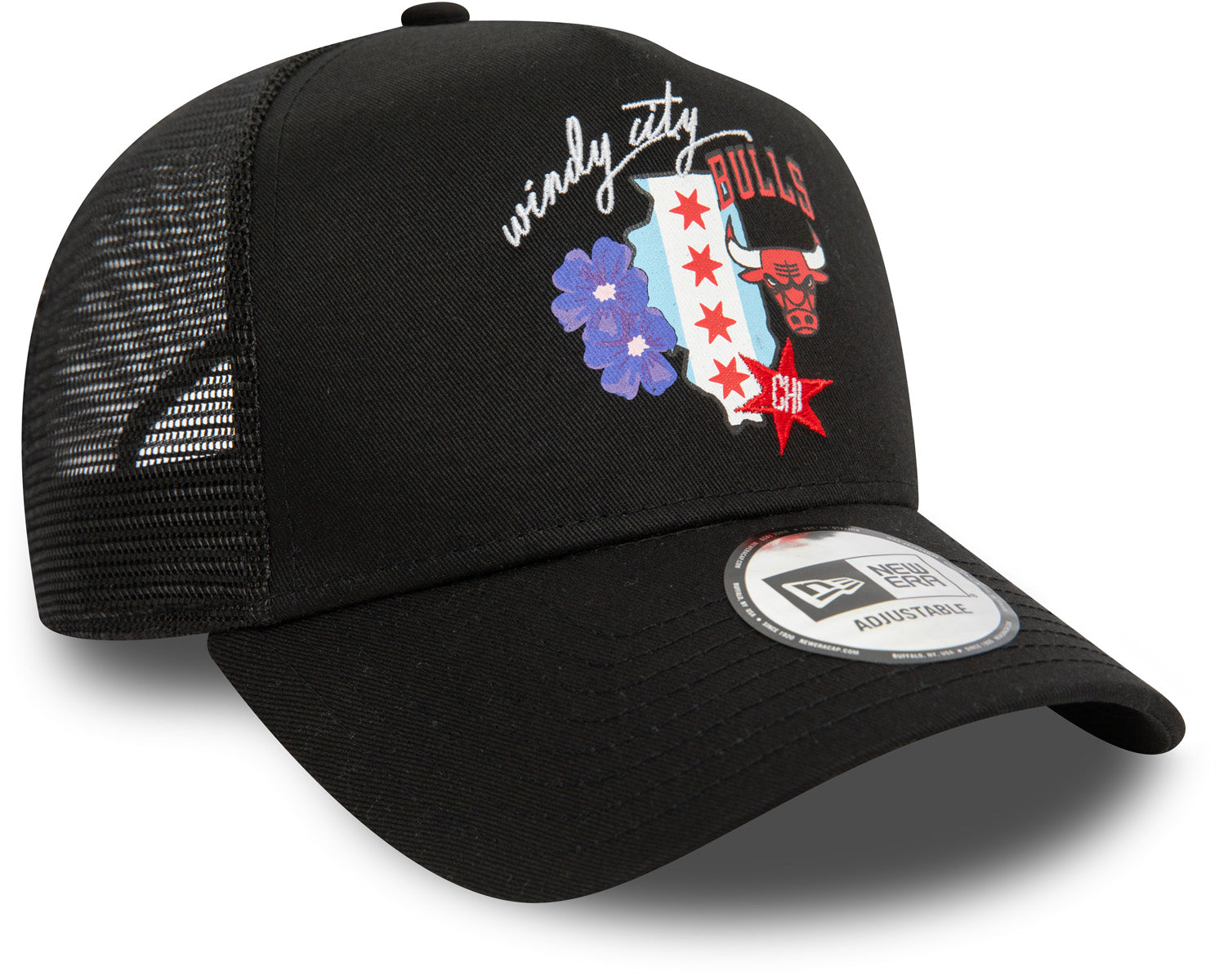 Chicago Bulls New Era NBA Team Logo Black Trucker Cap - Adjustable Snapback Hat for Men & Women - Perfect for Basketball Games, Sports Events & Streetwear Fashion