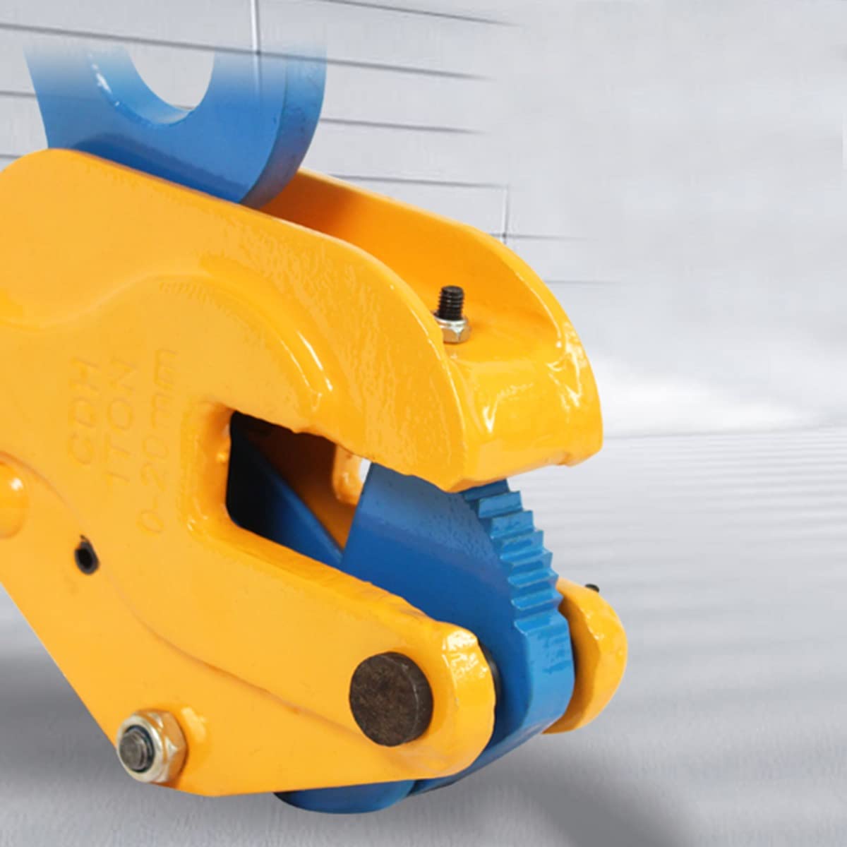 Heavy Duty Vertical Plate Lifting Clamp 2 Ton Capacity with Locking Hoist Hook - Industrial Steel Sheet Metal Clamp for Construction, Warehousing & Material Handling - Yellow Safety Color