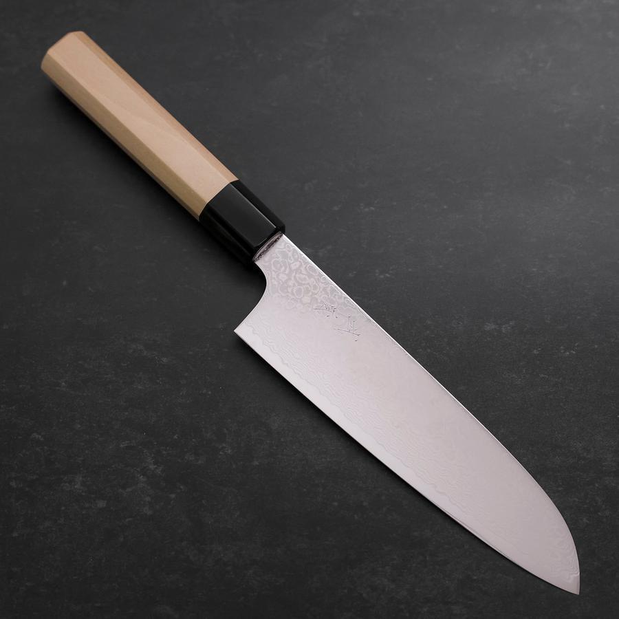 Premium Santoku ZA-18 Damascus Steel Knife 180mm (7 Inch) with Buffalo Magnolia Handle - Japanese Kitchen Knife for Professional Chefs & Home Cooking, Perfect for Slicing, Dicing & Mincing Vegetables, Meat & Fish