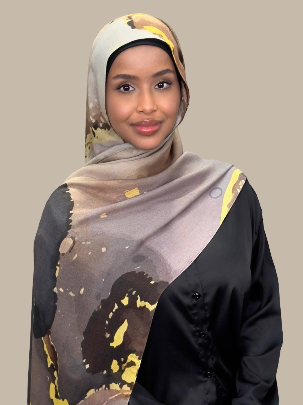 Print Modal Hijab Beirut Bronze - Soft & Breathable Muslim Scarf for Women - Perfect for Daily Wear, Prayer, and Special Occasions