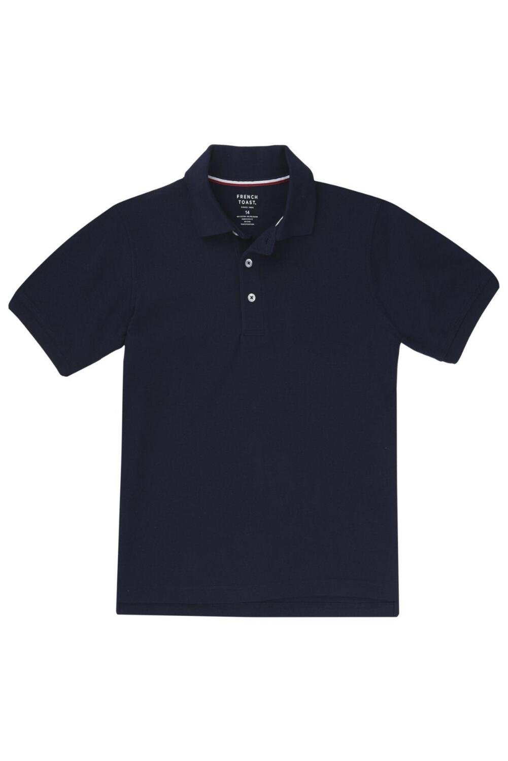 French Toast Unisex Short Sleeve Pique Knit School Uniform Shirt - Navy Blue | Comfortable Cotton Blend for Kids & Teens | Perfect for Classroom, School Events & Daily Wear