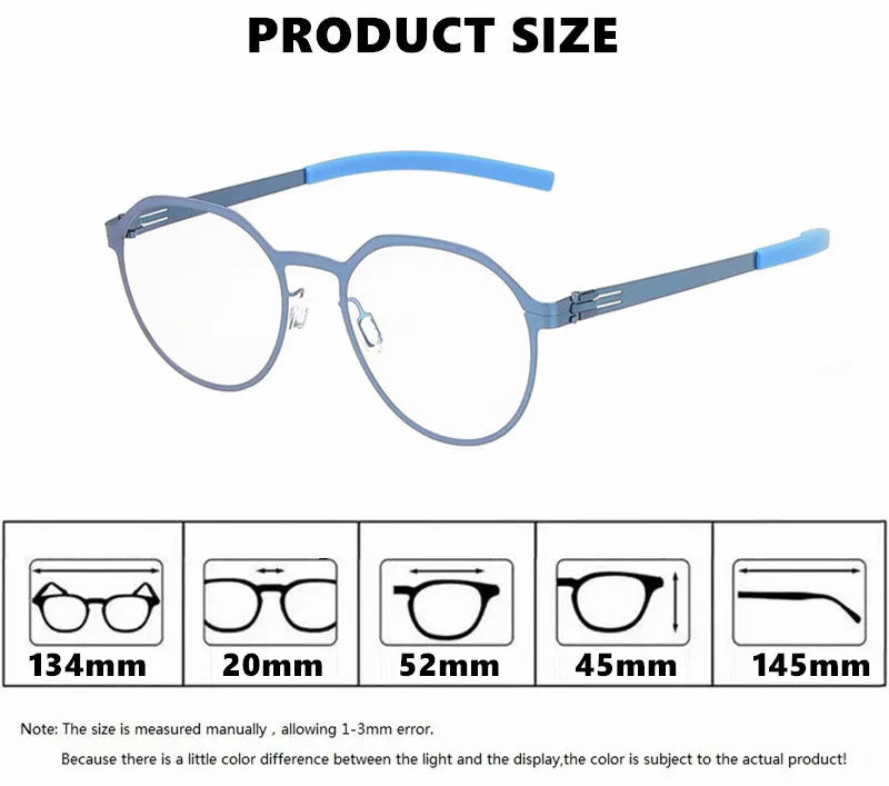 Aimee Women's Full Rim Flat Top Round Screwless Steel Eyeglasses Frame 13420 - Lightweight & Durable Eyewear for Work, Reading, and Everyday Fashion