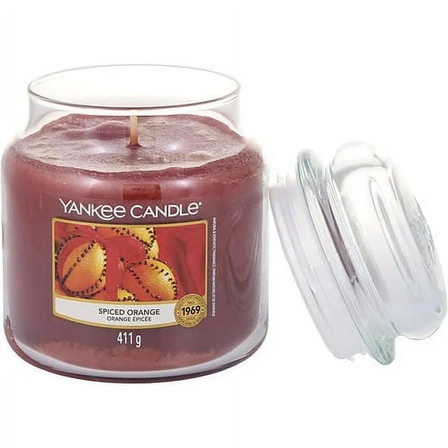 Yankee Candle Spiced Orange Medium Classic Jar Candle - 14.5oz Scented Candle for Home, Relaxation & Aromatherapy - Perfect for Living Room, Bedroom & Gift Giving