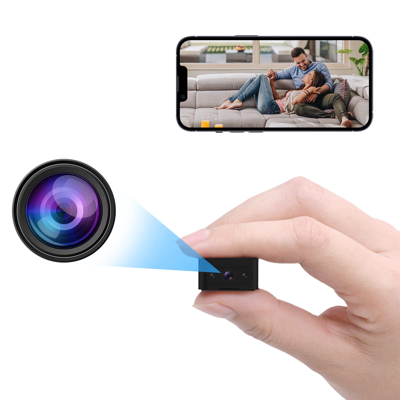 4K Mini Spy Camera - Wireless WiFi Hidden Security Camera with Night Vision & Motion Detection | Portable Nanny Cam for Home, Office, Baby Monitor & Indoor Surveillance | Loop Recording & HD Video