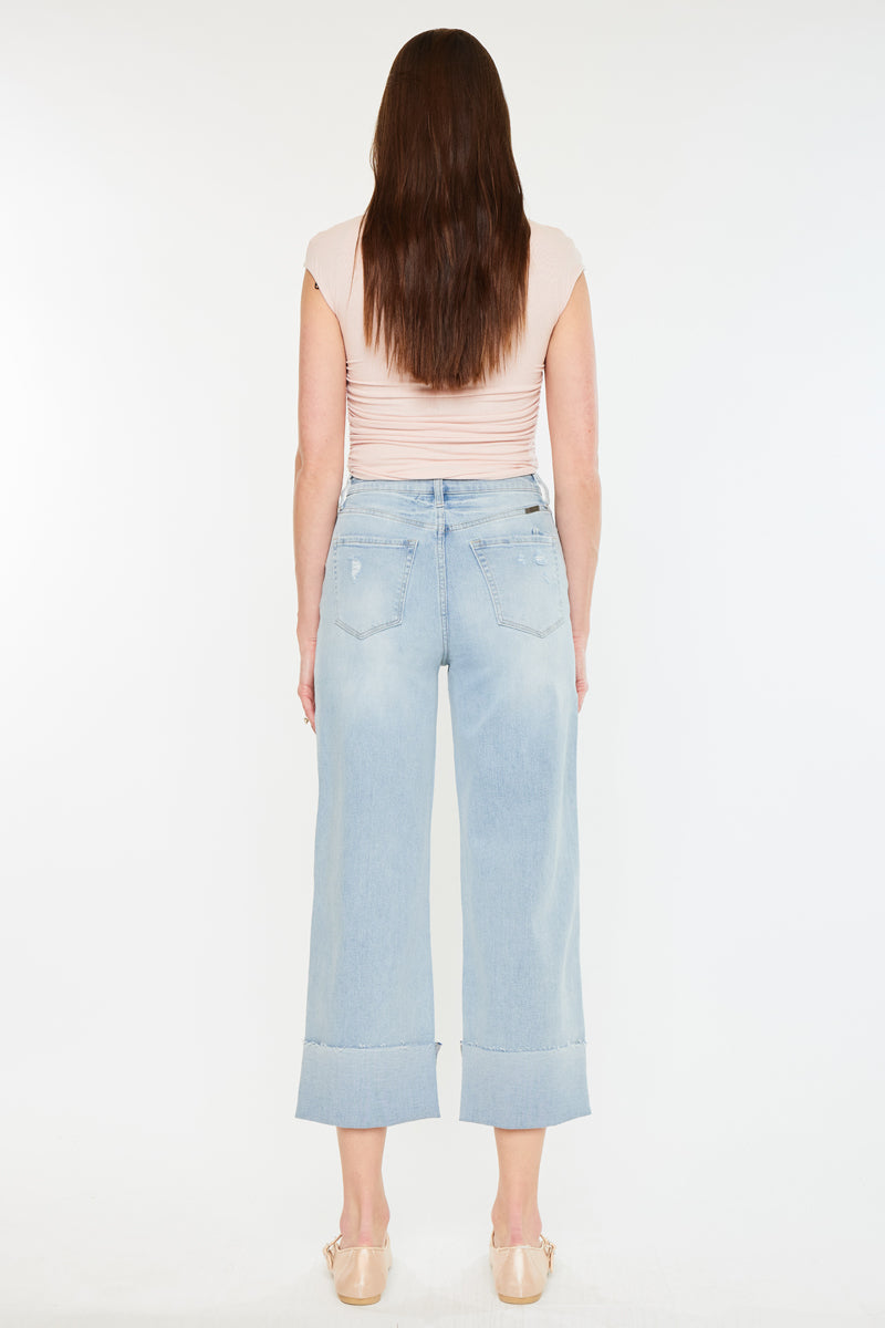 Sully 90's High Waist Cropped Wide Leg Jeans for Women - Vintage Retro Denim Pants - Perfect for Casual Outfits, Street Style & Everyday Wear