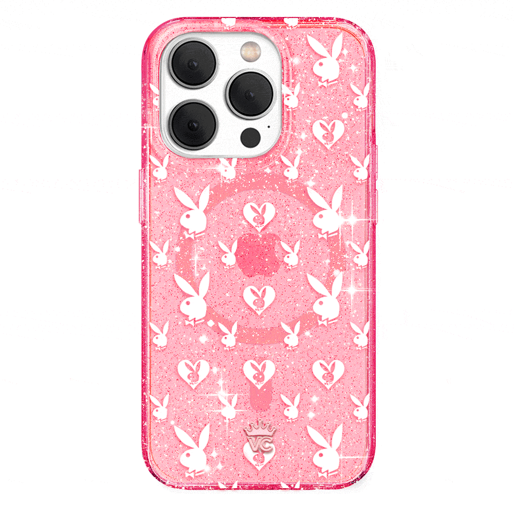 Playboy Pink Bunny Glitter iPhone Case - Cute & Stylish Phone Cover for iPhone 13/14/15 Pro Max - Perfect for Parties, Gifts & Everyday Fashion