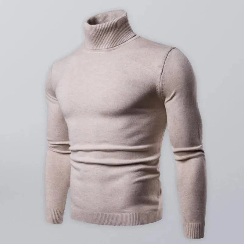 Men's Wool Knit Turtleneck Sweater - Thick Warm Winter Pullover for Casual Wear & Outdoor Activities