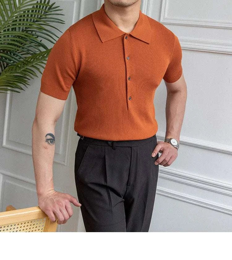 Premium British Polo Shirt for Men - Classic Casual Cotton Knit Top for Golf, Work & Everyday Wear