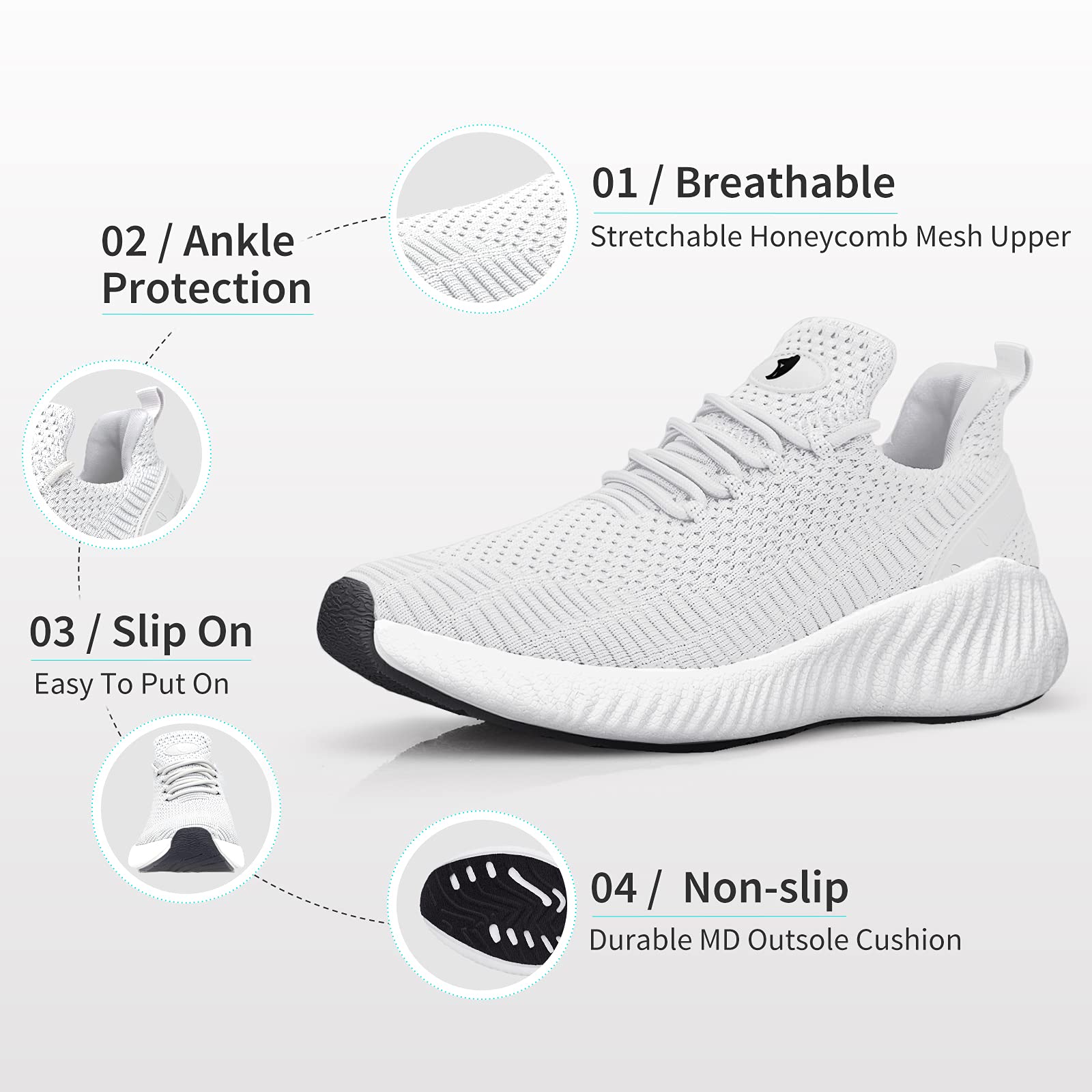 Rospick Women's Comfortable Walking Sneakers - Lightweight Athletic Shoes for Casual Wear, Running & Gym Workouts | Perfect for Daily Walking, Jogging and Fitness Activities
