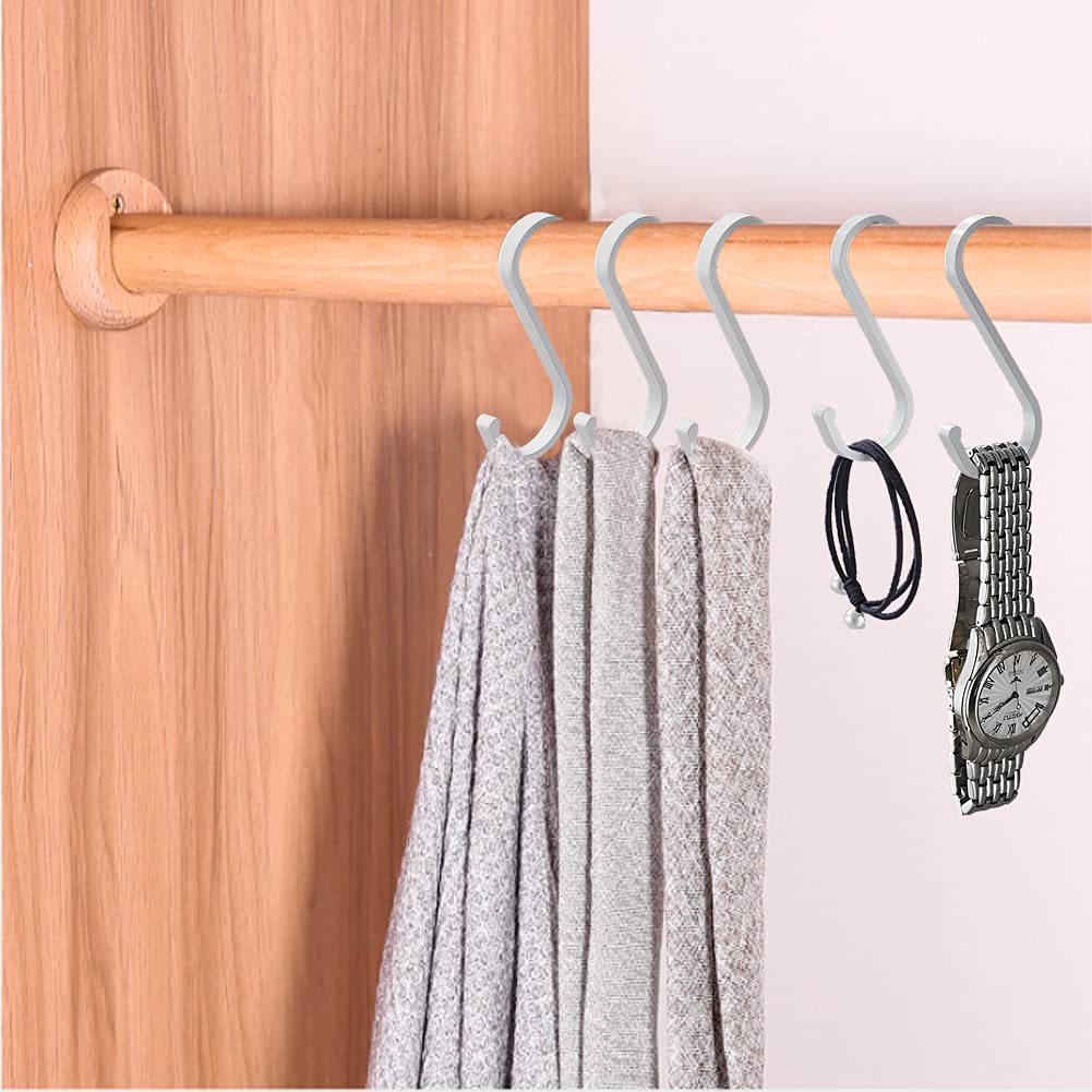 Heavy Duty S-Shaped Hooks - 10 Pack White Metal S Hangers for Kitchen, Bathroom, Office & Garden - Perfect for Hanging Pots, Pans, Mugs, Clothes, Bags, Towels & Plants - Durable Storage Solution for Home Organization